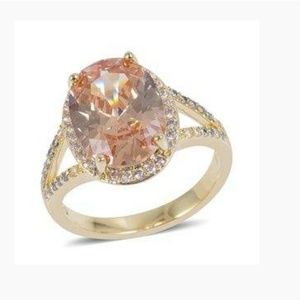 Simulated Champagne and White Diamond Ring